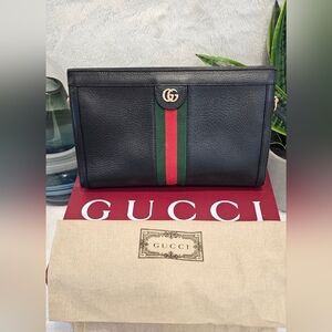 Gucci Black Leather Ophidia GG Shoulder Bag with COA! Large